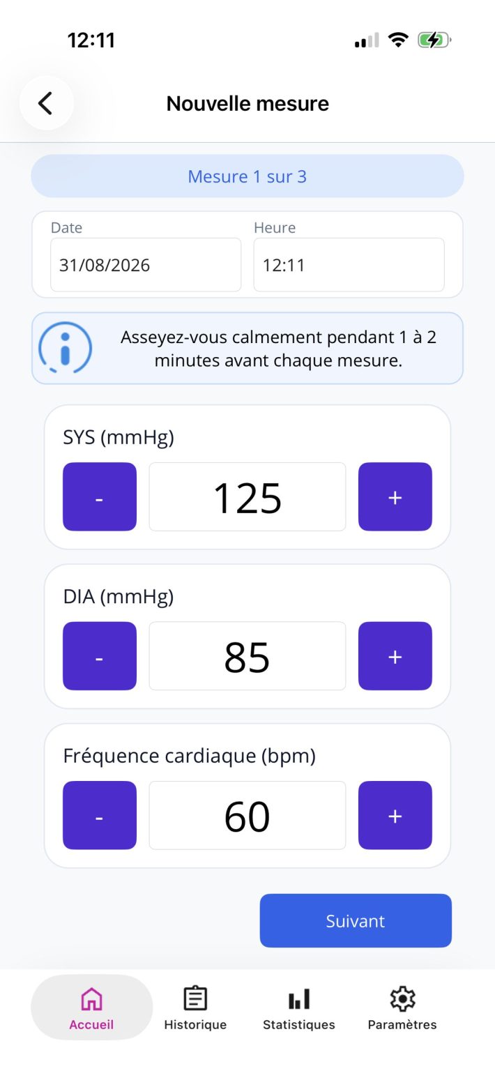 TensiSuivi &ndash; nouvelle mesure